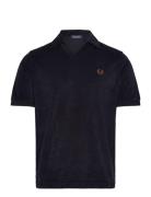 Open Collar Towelling Polo Tops Knitwear Short Sleeve Knitted Polos Na...