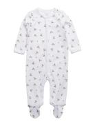 Polo Bear Cotton Coverall Langermet Bodysuit White Ralph Lauren Baby