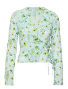 Hannah Blouse Tops Blouses Long-sleeved Blue WOOD WOOD