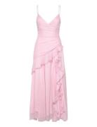 Yvanna Ruffle Maxi Dress Maxikjole Festkjole Pink Bardot