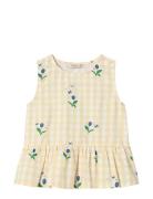 Agnes Flower Ss Top Tops T-shirts Sleeveless Yellow Fliink