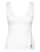 Asymmetrical Zip Slim Tank Top Wmn Tops T-shirts & Tops Sleeveless Whi...