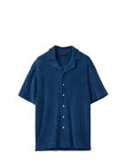 Camp Organic Cotton Terry Shirt Tops Polos Short-sleeved Blue Lexingto...