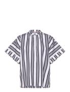 Os Striped Popover Tops Shirts Short-sleeved Navy GANT