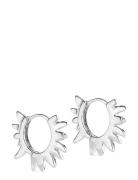 Sunshine Leaves Hoops Accessories Jewellery Earrings Hoops Silver Enam...