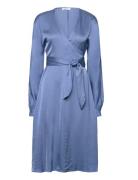 2Nd Serene - Fluid Satin Knelang Kjole Blue 2NDDAY