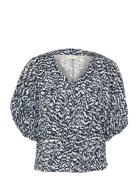 Karuffalo Blouse Tops Blouses Short-sleeved Navy Kaffe