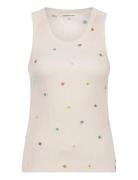 Tanja Jersey Embro Tank Tops T-shirts & Tops Sleeveless Cream Fabienne...