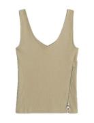 Asymmetrical Zip Slim Tank Top Wmn Tops T-shirts & Tops Sleeveless Bei...