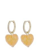 Sugar Hearts Pendant Ear G/Yellow - Accessories Jewellery Earrings Hoo...