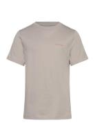 Chest Inst.logo Ss T-Shirt Tops T-shirts Short-sleeved Beige Calvin Kl...