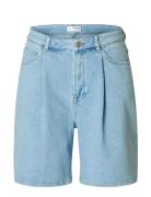 Slfanya-Gry Hw Pleat Denim Shorts Bottoms Shorts Denim Shorts Blue Sel...