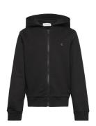 Mini Badge Zip-Through Tops Sweat-shirts & Hoodies Hoodies Black Calvi...