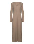 Maxi Longsleeve Dress Maxikjole Festkjole Beige Weekday