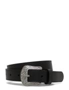 Tooled-Buckle Leather Belt Belte Black Lauren Ralph Lauren