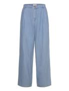 Wide Leg Lyocell Pants With Pleats Bottoms Trousers Wide Leg Blue Mang...