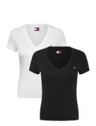 Tjw 2Pack V-Neck Tee Tops T-shirts & Tops Short-sleeved Black Tommy Je...