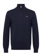 Textured Cotton Half Zip Tops Knitwear Half Zip Jumpers Navy GANT
