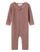 Nbfwang Wool Needle Nightsuit Solid Langermet Bodysuit Pink Name It