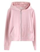 Hoodie I Velour Tops Sweat-shirts & Hoodies Hoodies Pink Lindex