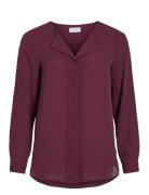 Vilucy L/S Shirt - Noos Tops Blouses Long-sleeved Burgundy Vila