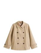 Cotton Reg Short Trench Coat Trench Coat Kåpe Beige Tommy Hilfiger