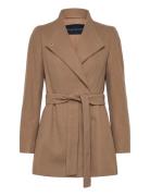 Platform Felt Crossover Coat Ulljakke Jakke Beige French Connection