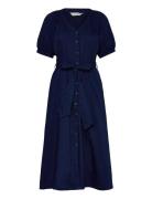 Zaves Chambray Ss Dress Knelang Kjole Navy French Connection
