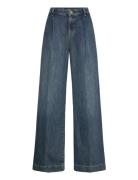 High-Rise Pleated Wide-Leg Jean Bottoms Jeans Wide Blue Lauren Ralph L...
