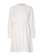 Slftatiana Ls Short Embr Dress Noos Kort Kjole White Selected