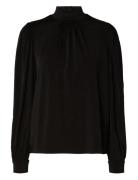 Slfsaya Ls High Neck Top Tops Blouses Long-sleeved Black Selected