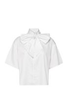 Slfjuno 3/4 Bow Shirt B Tops Shirts Short-sleeved White Selected