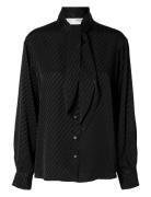 Slfcassia Ls Scarf Shirt B Tops Blouses Long-sleeved Black Selected
