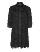 Slfmyline 3/4 Short Fluffy Shirt Dress B Kort Kjole Black Selected