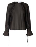 Slfiris Ls O-Neck Top Tops Blouses Long-sleeved Black Selected