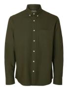 Slhregrick-Ox Shirt Ls Noos Tops Shirts Casual Khaki Green Selected