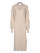 Slfselene Ls Knit Dress B Knelang Kjole Cream Selected