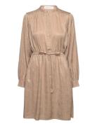 Slftyra Short Dress B Kort Kjole Beige Selected