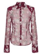 Mesh Fitted Shirt Tops Shirts Long-sleeved Pink ROTATE Birger Christen...