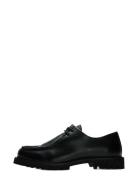 Slhhector Leather Moc-Toe Shoe Mokasiner Lave Sko Black Selected