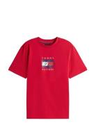 Linear Flag Graphic Tee Tops T-shirts Short-sleeved Red Tommy Hilfiger