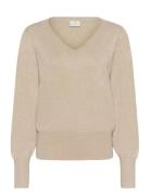 Kal V-Neck Pullover Tops Knitwear Jumpers Beige Kaffe
