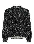 Karea Printed Blouse Tops Blouses Long-sleeved Black Kaffe