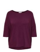 Carlamour 3/4 Top Jrs Noos Tops T-shirts & Tops Long-sleeved Burgundy ...