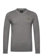 Cotton Merino V Neck Jumper Tops Knitwear V-necks Grey Lyle & Scott
