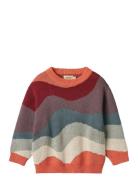 Jaquard Pullover Knud Tops Knitwear Pullovers Red Wheat
