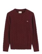 Cotton Cable C-Neck Tops Knitwear Round Necks Red GANT