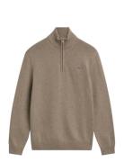 Casual Cotton Half Zip Tops Knitwear Half Zip Jumpers Cream GANT