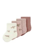 Nbfwak Wo/Bl 4P Sock Socks & Tights Baby Socks Pink Name It