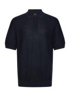 Kancello Tops Knitwear Short Sleeve Knitted Polos Navy BOSS